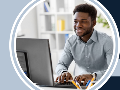 Man sitting at computer.