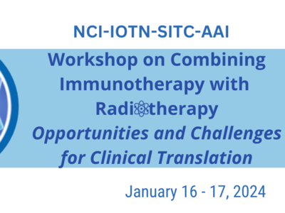 NCI-IOTN-SITC-AAI Workshop on Combining Immunotherapy with  Radiotherapy Opportunities and Challenges for Clinical Translation; January 16 - 17, 2024; image of antibodies