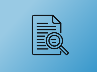 Document with a magnifying glass icon.