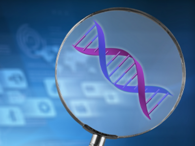 Spyglass hovers over a strand of double helix strand of DNA.