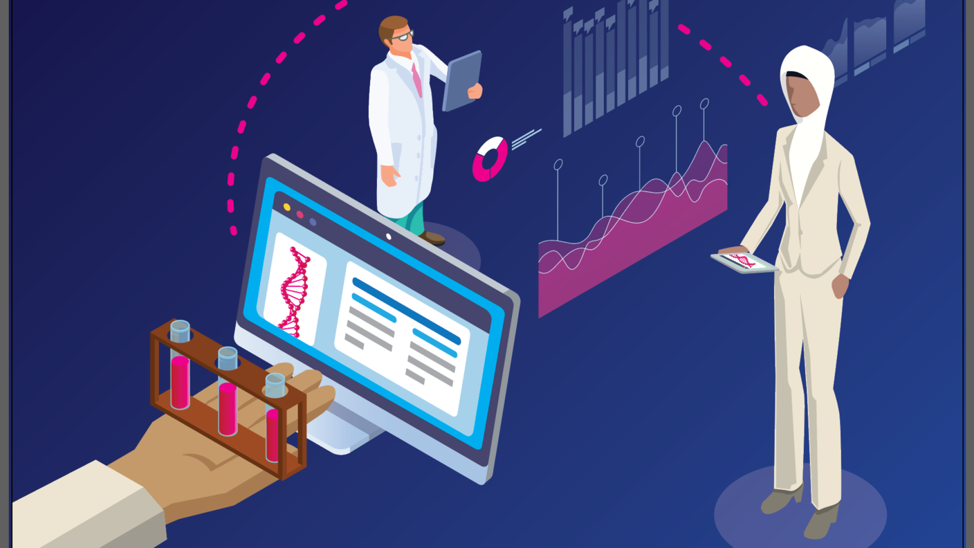 Conceptual illustration of personal genomic data.
