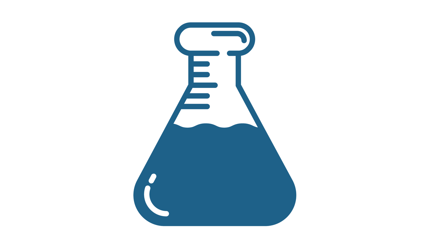 Icon depicting a beaker to represent basic science