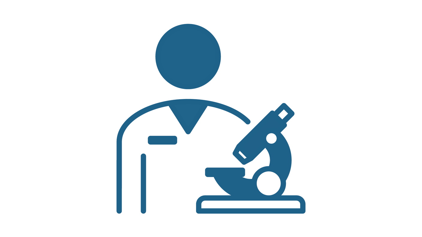 Icon depicting a person with a microscope to represent a principal investigator