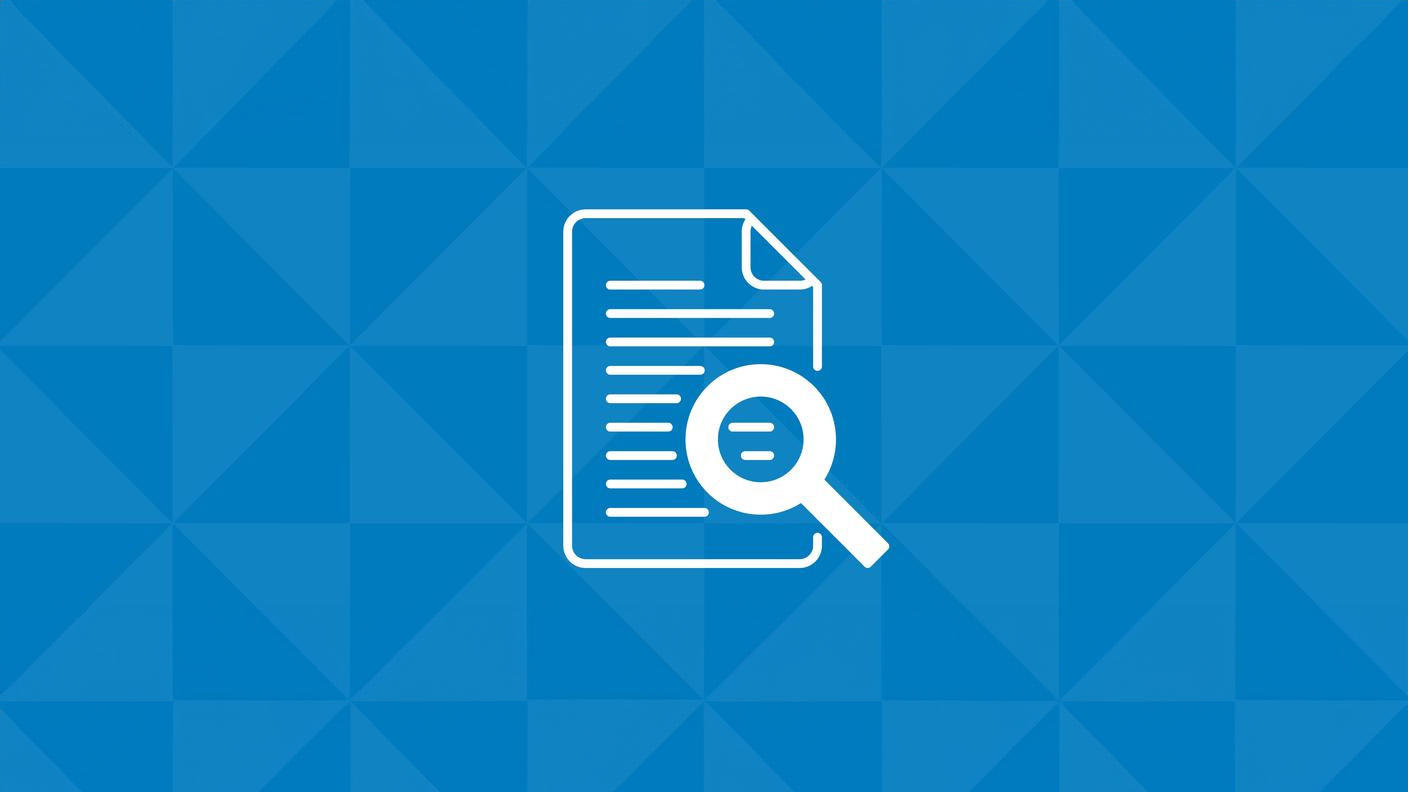 Ícono de una página con una lupa.