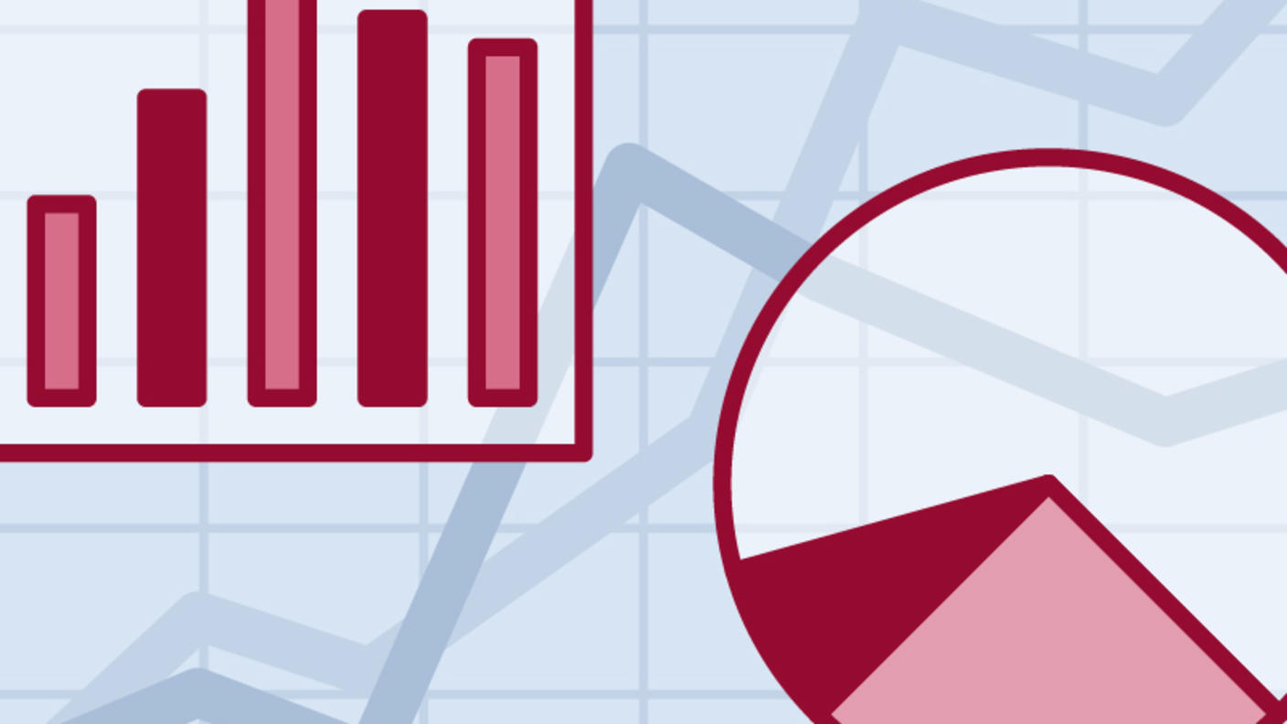 Graphic with a generic bar chart and generic pie chart with a generic line graph in the background.