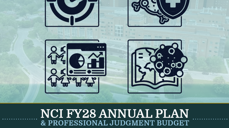 Four scientific priorities highlighted in the annual plan, represented by icons.
